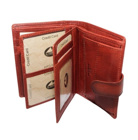 Portfel Męski Skórzany EL FORREST Skóra Duży Pionowy Z Zapięciem Dwa Skrzydełka 703 29 RFID BRĄZOWY 13 x 10 x 2.5 [cm]