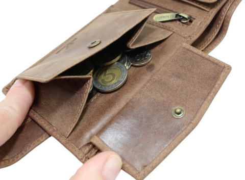 Portfel Męski Skórzany EL FORREST Skóra Licowa Poziomy Z Zapięciem Z Zapinką Wewnątrz RFID 892 07 BRĄZOWY 12 x 9,5 x 3 [cm]