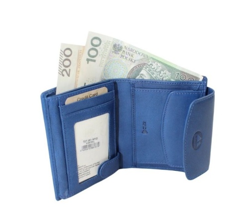 Portfel Męski Skórzany El Forrest Skóra Licowa Duży Pionowy Z Zapięciem RFID 727 351 NIEBIESKI 12,5 x 10 x 3 [cm]