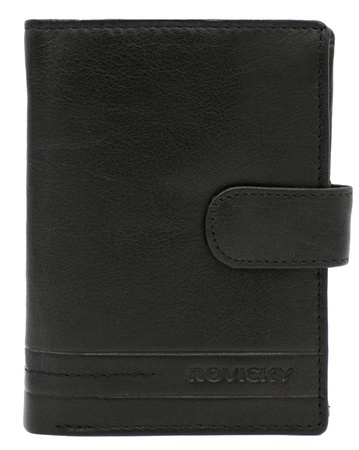 Portfel Męski Skórzany ROVICKY Skóra Licowa Duży Pionowy Z Zapięciem R-N4L-GAT RFID CZARNY 12 x 9,5 x 2 [cm]