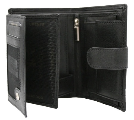 Portfel Męski Skórzany ROVICKY Skóra Licowa Duży Pionowy Z Zapięciem R-N4L-GAT RFID CZARNY 12 x 9,5 x 2 [cm]