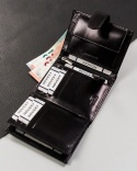 Portfel Męski Skórzany ROVICKY Skóra Licowa Duży Pionowy Z Zapięciem RV-8191L CZARNY 12 x 9,5 x 2,5 [cm]