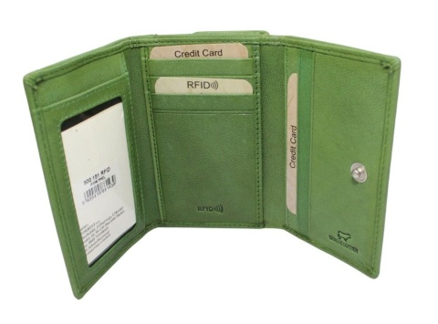 Portfel Skórzany El Forrest Skóra Licowa Kieszeń Na Zewnątrz RFID 900 151 ZIELONY 12 x 8 x 3 [cm]