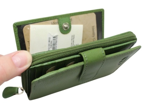 Portfel Uniwersalny Kostka El Forrest  Suwak I Klapka Skóra Naturalna RFID 813 151 ZIELONY 13 x 9 x 3 [cm]