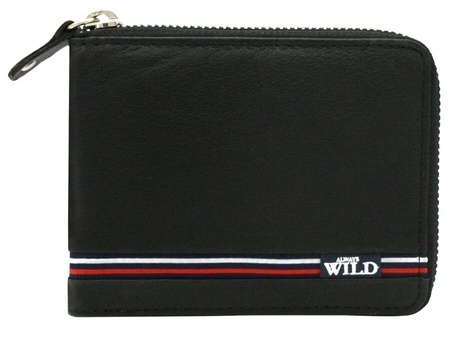 Portfel WILD Skóra Licowa Duży Poziomy Metalowy Suwak N992Z-GV CZARNY 12,5 x 10 x 3 [cm]