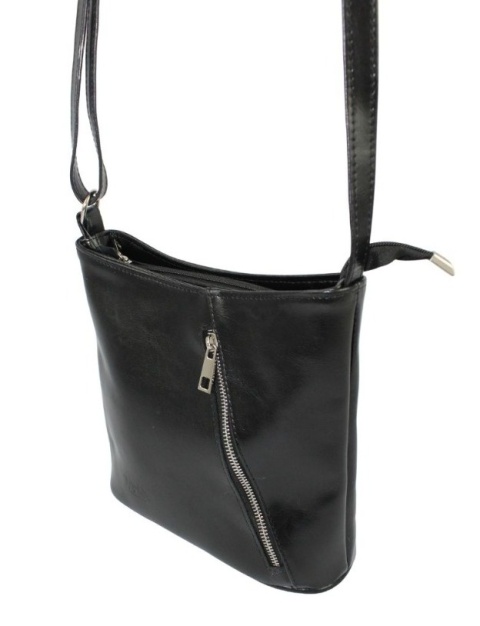 Torebka Skórzana DANA Średnia Listonoszka Skóra Naturalna 725 W CZARNA 28 x 24 x 11 [cm]