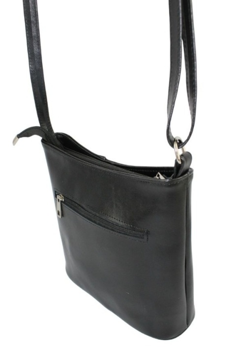 Torebka Skórzana DANA Średnia Listonoszka Skóra Naturalna 725 W CZARNA 28 x 24 x 11 [cm]