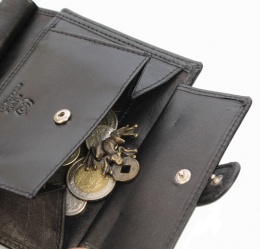Elegancki Portfel Męski Skórzany ALBATROSS Skóra Licowa RFID Duży Pionowy Z Zapinką SN-MW02Z CZARNY 13 x 10 x 2,5 [cm]