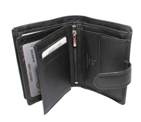 Elegancki Portfel Męski Skórzany ALBATROSS Skóra Licowa RFID Duży Pionowy Płaski Z Zapinką MW 102Z 12,5 x 9 x 2,5 [cm]