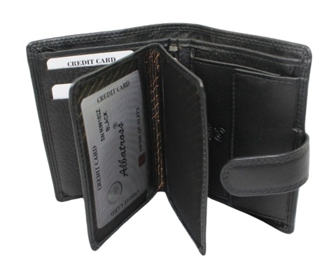 Elegancki Portfel Męski Skórzany ALBATROSS Skóra Licowa RFID Duży Pionowy Płaski Z Zapinką MW 102Z 12,5 x 9 x 2,5 [cm]