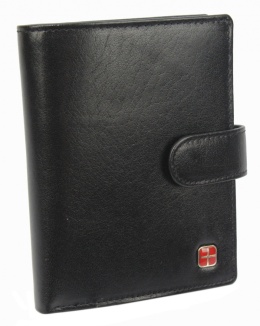 Elegancki Portfel Męski Skórzany ALBATROSS Skóra Licowa RFID Duży Pionowy Płaski Z Zapinką MW 102Z 12,5 x 9 x 2,5 [cm]