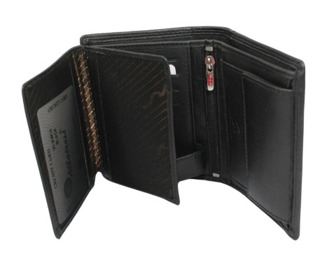 Elegancki Portfel Męski Skórzany ALBATROSS Skóra Licowa RFID Duży Pionowy RFID SN-MW10 CZARNY 12 x 10 x 2,5 [cm]