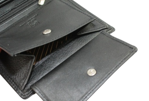 Elegancki Portfel Męski Skórzany ALBATROSS Skóra Licowa RFID Duży Pionowy RFID SN-MW10 CZARNY 12 x 10 x 2,5 [cm]