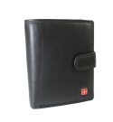 Elegancki Portfel Męski Skórzany ALBATROSS Skóra Licowa RFID Duży Pionowy Z Zapinką SN-MW02Z CZARNY 13 x 10 x 2,5 [cm]