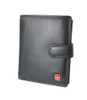 Elegancki Portfel Męski Skórzany ALBATROSS Skóra Licowa RFID Duży Pionowy Z Zapinką SN-MW02Z CZARNY 13 x 10 x 2,5 [cm]
