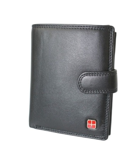 Elegancki Portfel Męski Skórzany ALBATROSS Skóra Licowa RFID Duży Pionowy Z Zapinką SN-MW02Z CZARNY 13 x 10 x 2,5 [cm]