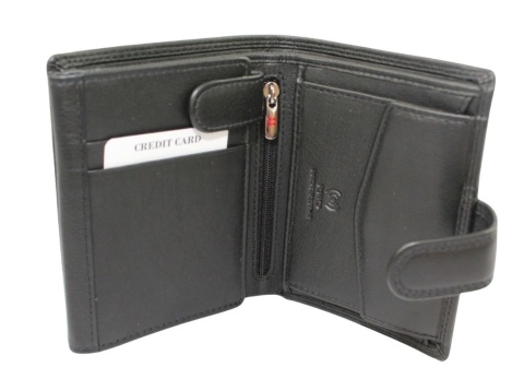 Elegancki Portfel Męski Skórzany ALBATROSS Skóra Licowa RFID Duży Pionowy Z Zapinką SN-MW02Z CZARNY 13 x 10 x 2,5 [cm]