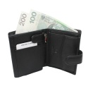 Elegancki Portfel Męski Skórzany ALBATROSS Skóra Licowa RFID Duży Pionowy Z Zapinką SN-MW02Z CZARNY 13 x 10 x 2,5 [cm]