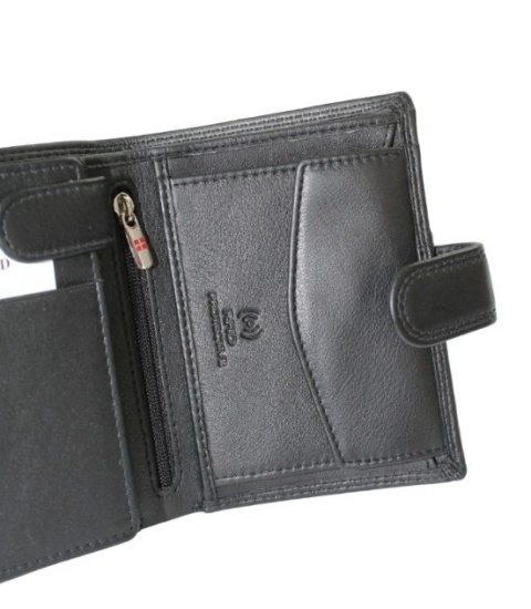 Elegancki Portfel Męski Skórzany ALBATROSS Skóra Licowa RFID Duży Pionowy Z Zapinką SN-MW02Z CZARNY 13 x 10 x 2,5 [cm]