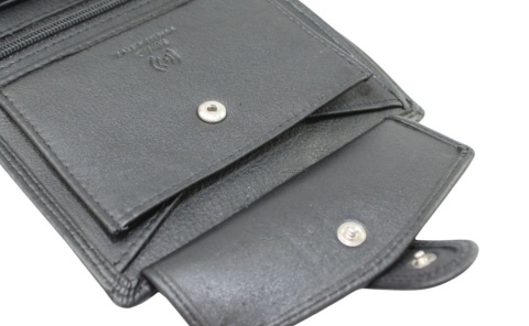 Elegancki Portfel Męski Skórzany ALBATROSS Skóra Licowa RFID Duży Pionowy Z Zapinką SN-MW02Z CZARNY 13 x 10 x 2,5 [cm]