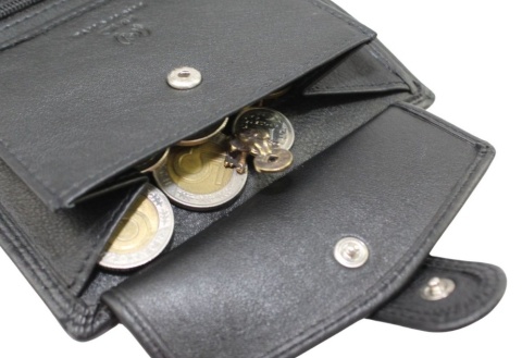 Elegancki Portfel Męski Skórzany ALBATROSS Skóra Licowa RFID Duży Pionowy Z Zapinką SN-MW02Z CZARNY 13 x 10 x 2,5 [cm]
