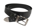 Pasek Męski Skórzany CEZ-MAR (PL) CZARNY JEANS "IMITACJA SZYCIA CIENKĄ NITKĄ" Metalowa Końcówka Skóra Licowa EXTRA 40 mm