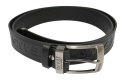Pasek Męski Skórzany CEZ-MAR (PL) CZARNY JEANS "IMITACJA SZYCIA CIENKĄ NITKĄ" Metalowa Końcówka Skóra Licowa EXTRA 40 mm