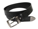 Pasek Męski Skórzany CEZ-MAR (PL) CZARNY JEANS "IMITACJA SZYCIA CIENKĄ NITKĄ" Metalowa Końcówka Skóra Licowa EXTRA 40 mm