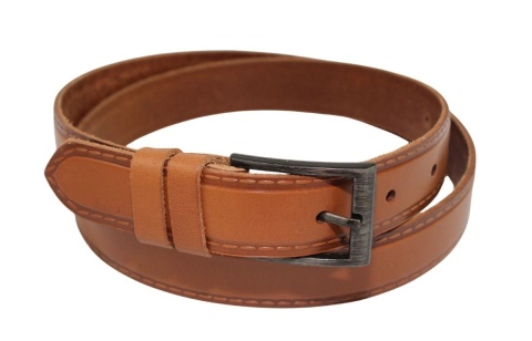 Pasek Męski Skórzany Polska Galanteria (PL) Imitacja Szycia Skóra Licowa EXTRA 30 mm KARMEL