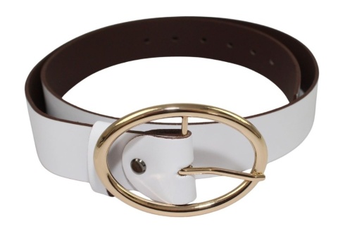 Pasek Skórzany Damski Arucce (PL) Skóra Naturalna EXTRA Gładki 40 mm BIAŁY Złota Klamra