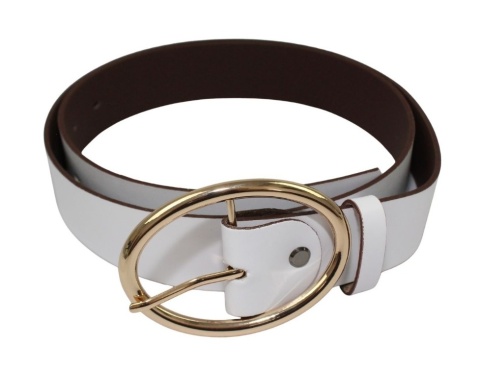 Pasek Skórzany Damski Arucce (PL) Skóra Naturalna EXTRA Gładki 40 mm BIAŁY Złota Klamra