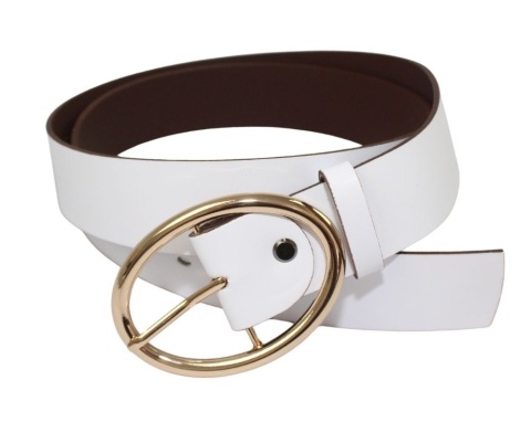 Pasek Skórzany Damski Arucce (PL) Skóra Naturalna EXTRA Gładki 40 mm BIAŁY Złota Klamra