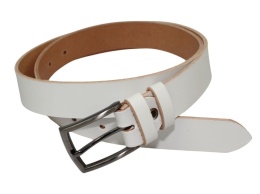 Pasek Skórzany Męski HADA (PL) Gładki Klamra Tradycyjna 30 mm Skóra Naturalna BIAŁY