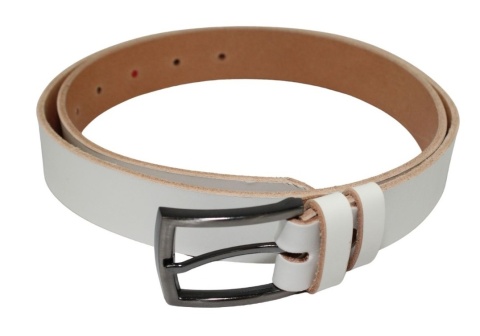 Pasek Skórzany Męski HADA (PL) Gładki Klamra Tradycyjna 30 mm Skóra Naturalna BIAŁY