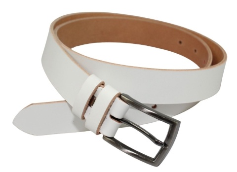 Pasek Skórzany Męski HADA (PL) Gładki Klamra Tradycyjna 30 mm Skóra Naturalna BIAŁY