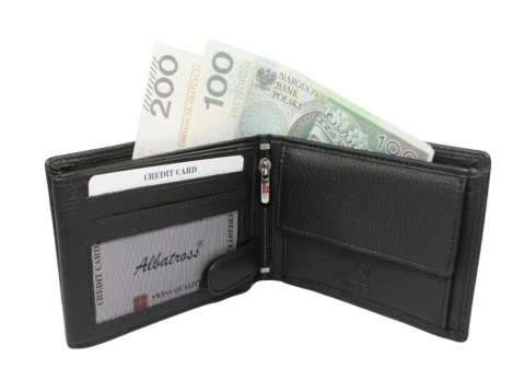 Portfel ALBATROSS (PL) Skóra Naturalna Licowa Duży Poziomy Bez Zapięcia RFID SN-MW03 13 x 10 x 2 [cm]