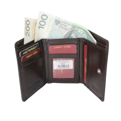 Portfel Damski Peterson Skóra Licowa Suwak Na Zewnątrz  PTN RD-17-GCL-Y 4031 CZEKOLADOWY 12 x 9 x 3 [cm]