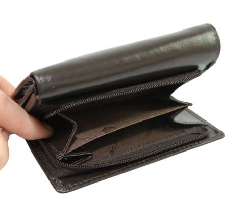 Portfel Damski Peterson Skóra Licowa Suwak Na Zewnątrz  PTN RD-17-GCL-Y 4031 CZEKOLADOWY 12 x 9 x 3 [cm]