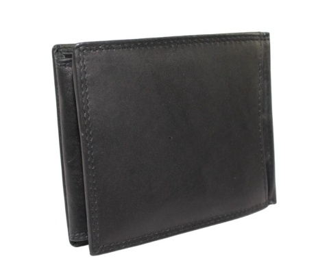 Portfel Męski Skórzany WILD Skóra Licowa Duży Poziomy Bez Zapięcia RIFD 506 CZARNY 12,5 x 10 x 2 [cm]