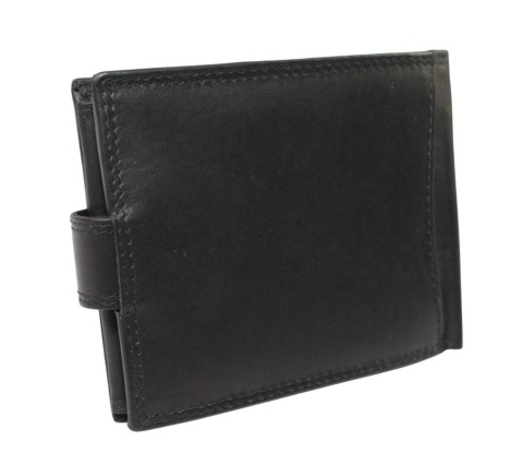 Portfel Męski Skórzany WILD Skóra Licowa Duży Poziomy Z Zapięciem RIFD 508 X CZARNY 13 x 10 x 2 [cm]