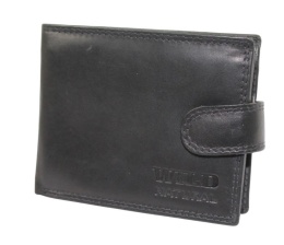 Portfel Męski Skórzany WILD Skóra Licowa Duży Poziomy Z Zapięciem RIFD 702 X CZARNY 12,5 x 9,5 x 2 [cm]