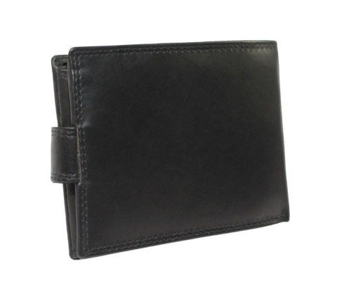 Portfel Męski Skórzany WILD Skóra Licowa Duży Poziomy Z Zapięciem RIFD 702 X CZARNY 12,5 x 9,5 x 2 [cm]