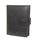 Portfel Męski Skórzany WILD Skóra Licowa Pionowy Z Zapięciem RIFD 504 X Pionowy Suwak CZARNY 13 x 10 x 2 [cm]