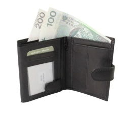 Portfel Męski Skórzany WILD Skóra Licowa Pionowy Z Zapięciem RIFD 507 X Pionowy Suwak CZARNY 13 x 10,5 x 2 [cm]