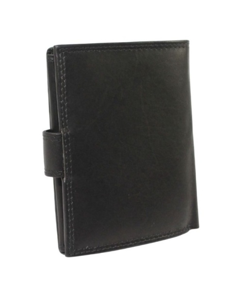 Portfel Męski Skórzany WILD Skóra Licowa Pionowy Z Zapięciem RIFD 706 X Pionowy Suwak CZARNY 13 x 9,5 x 2 [cm]