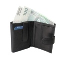 Portfel Męski Skórzany WILD Skóra Licowa Pionowy Z Zapięciem RIFD 706 X Pionowy Suwak CZARNY 13 x 9,5 x 2 [cm]
