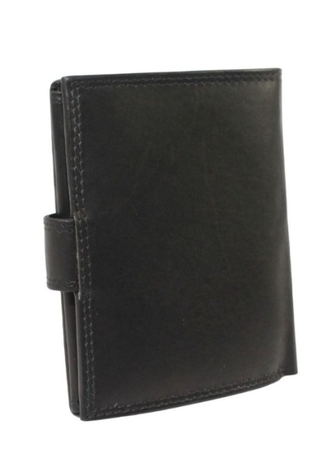 Portfel Męski Skórzany WILD Skóra Licowa Pionowy Z Zapięciem RIFD 707 X Suwak Na Bilon CZARNY 12 x 9,5 x 2 [cm]