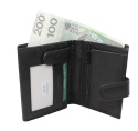 Portfel Męski Skórzany WILD Skóra Licowa Pionowy Z Zapięciem RIFD 707 X Suwak Na Bilon CZARNY 12 x 9,5 x 2 [cm]