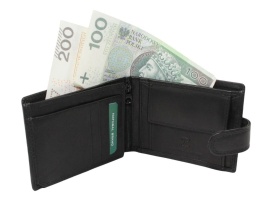 Portfel Męski Skórzany WILD Skóra Licowa Średni Poziomy Z Zapięciem RIFD 705 X CZARNY 11,5 x 9 x 2 [cm]