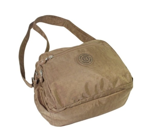 Stylowa Lekka Materiałowa Torba Pozioma Średnia Na Ramię Bag Street NR 2263 BRĄZOWY 28 x 19 x 12 [cm]